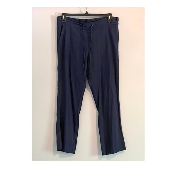 For Cynthia Navy Blue Linen Blend Pants Sz L - Picture 2 of 7